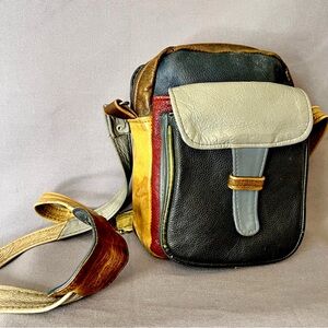 Vintage Multicolor Leather Crossbody Bag